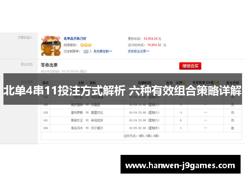 北单4串11投注方式解析 六种有效组合策略详解 北单4串11投注方式解析 六种有效组合策略详解